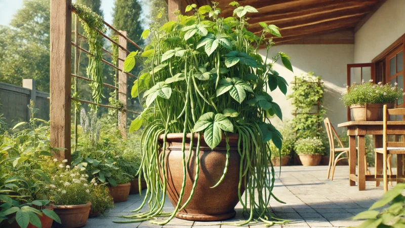 Growing long bean in container