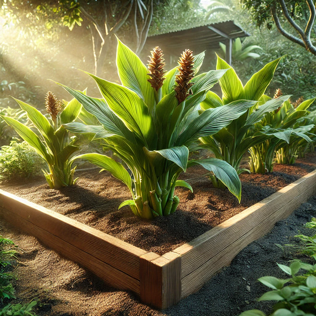 Ginger on raised beds